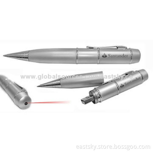 Laser Point Pen-shaped USB Drive, 64MB to 32GB Flash Memory, Warranty Free for 2 Years